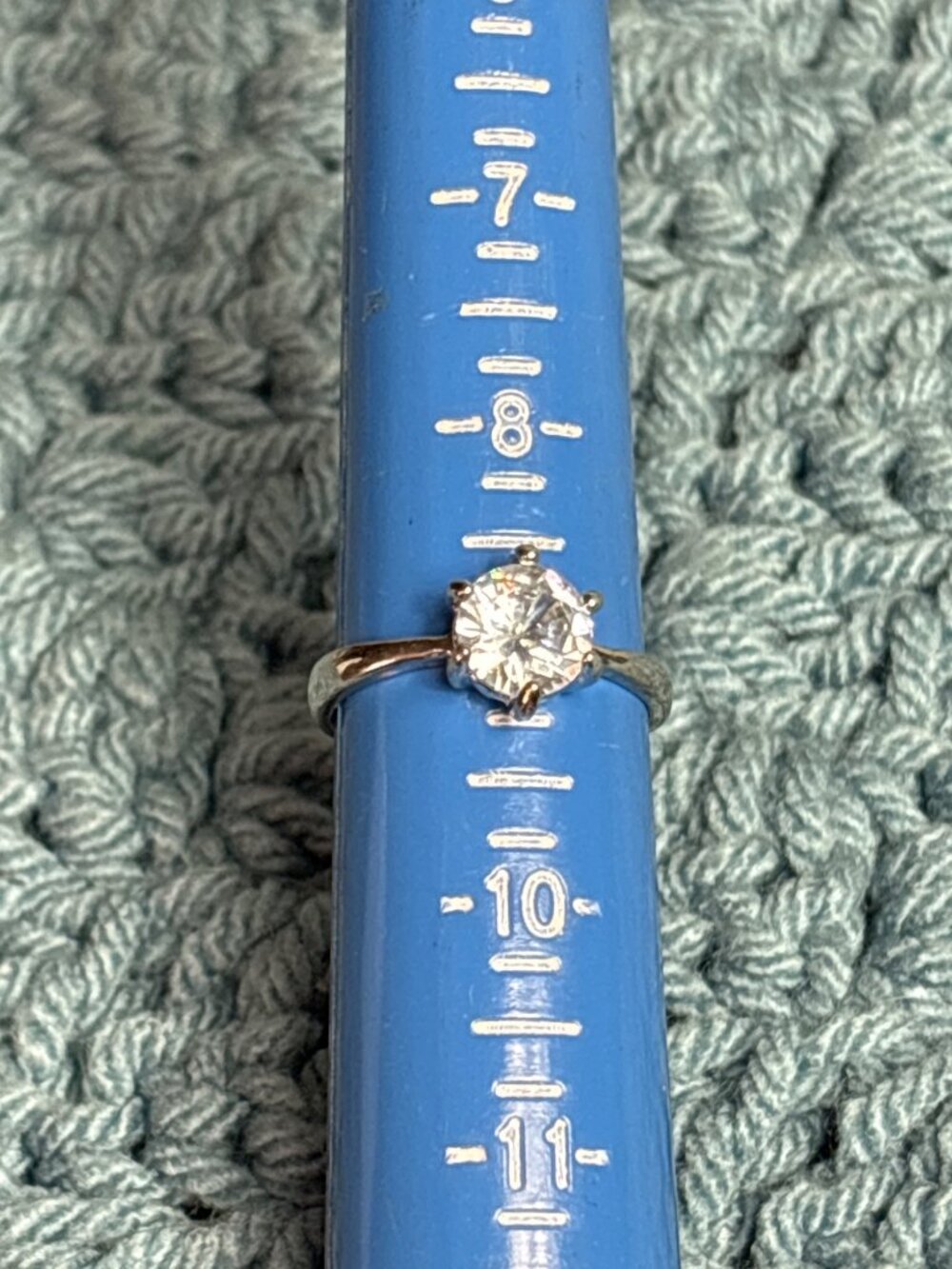 Vintage Clear Rhinestone Statement Ring Size 9 Silvertone